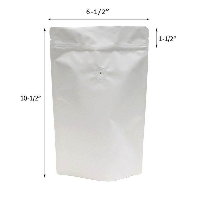 AwePackage High Barrier 12 oz Foil Stand up Zipper Pouch Coffee Bag with Valve (Matte White, 50) - Image 2